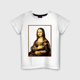 Детская футболка хлопок с принтом Fuck from Mona Lisa в городе Новоалтайск, 100% хлопок | круглый вырез горловины, полуприлегающий силуэт, длина до линии бедер | женщина | искусство | картина | лиза | мона | палец