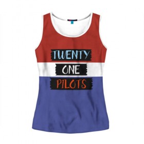 Женская майка 3D с принтом Twenty one pilots в городе Новоалтайск, 100% полиэстер | круглая горловина, прямой силуэт, длина до линии бедра | 21 pilots | josh dun | music | rock | twenty one pilots | tyler joseph | джош дан | музыка | рок | тайлер джозеф