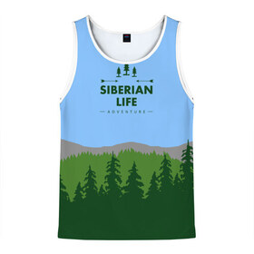Мужская майка 3D с принтом Сибирь в городе Новоалтайск, 100% полиэстер | круглая горловина, приталенный силуэт, длина до линии бедра. Пройма и горловина окантованы тонкой бейкой | Тематика изображения на принте: adventure | forest | hiking | nature | russia | siberia | taiga | traveling | trekking | лес | отдых | охота | природа | путешествия | россия | сибирь | тайга | туризм