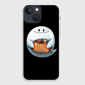 Чехол для iPhone 13 mini с принтом Be my Boo в городе Новоалтайск,  |  | candy | deliciouse | ghost | halloween | night | pumpkin | spirit | treat | trick | вкусняшки | гадость | дух | конфеты | ночь | приведение | призрак | сладости | тыква | хеллоуин | хэллоуин