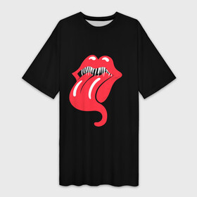 Платье-футболка 3D с принтом Monsters Kiss в городе Новоалтайск,  |  | halloween | jagger | lips | mick | monster | rock | rolling | stones | tongue | tooth | вольные | губы | джаггер | зубы | камни | катящиеся | мик | монстер | рок | странники | хеллоуин | хэллоуин | язык