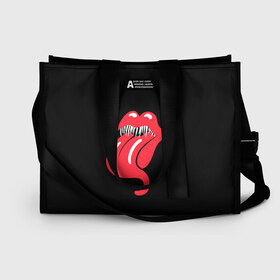 Сумка-шоппер 3D с принтом Monsters Kiss в городе Новоалтайск, 100% полиэстер | застегивается на металлическую кнопку; внутренний карман застегивается на молнию. Стенки укреплены специальным мягким материалом, чтобы защитить содержимое от несильных ударов
 | halloween | jagger | lips | mick | monster | rock | rolling | stones | tongue | tooth | вольные | губы | джаггер | зубы | камни | катящиеся | мик | монстер | рок | странники | хеллоуин | хэллоуин | язык