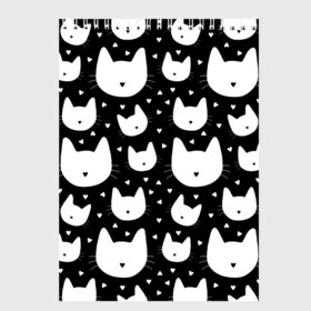 Скетчбук с принтом Love Cats Pattern в городе Новоалтайск, 100% бумага
 | 48 листов, плотность листов — 100 г/м2, плотность картонной обложки — 250 г/м2. Листы скреплены сверху удобной пружинной спиралью | белый | кот | котенок | котэ | котя | котята | кошка | любовь | мимими | паттерн | сердечки | сердце | силуэт | черный | я люблю кошек