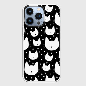 Чехол для iPhone 13 Pro с принтом Love Cats Pattern в городе Новоалтайск,  |  | Тематика изображения на принте: белый | кот | котенок | котэ | котя | котята | кошка | любовь | мимими | паттерн | сердечки | сердце | силуэт | черный | я люблю кошек