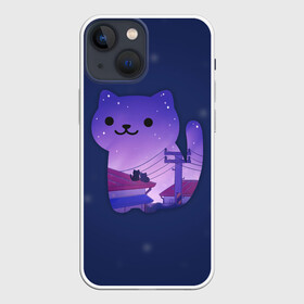 Чехол для iPhone 13 mini с принтом Ночной Котик в городе Новоалтайск,  |  | Тематика изображения на принте: cat | cats | kitten | kitty | night | pussy | sky | space | star | stars | звезда | звезды | космос | кот | котенок | котик | котики | коты | котята | кошка | кошки | небо | ночное | ночь