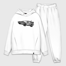 Мужской костюм хлопок OVERSIZE с принтом DeLorean в городе Новоалтайск,  |  | back future | back to the future | delorean | делориан