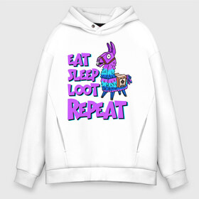 Мужское худи Oversize хлопок с принтом Eat Sleep Loot Repeat в городе Новоалтайск, френч-терри — 70% хлопок, 30% полиэстер. Мягкий теплый начес внутри —100% хлопок | боковые карманы, эластичные манжеты и нижняя кромка, капюшон на магнитной кнопке | fortnite | fortnite battle royale | lama | лама | фортнайт
