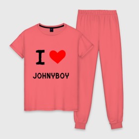 Женская пижама хлопок с принтом Johnyboy 8 в городе Новоалтайск, 100% хлопок | брюки и футболка прямого кроя, без карманов, на брюках мягкая резинка на поясе и по низу штанин | johnyboy | денис василенко | джонибой