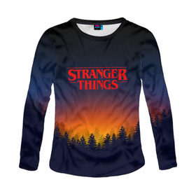 Женский лонгслив 3D с принтом STRANGER THINGS в городе Новоалтайск, 100% полиэстер | длинные рукава, круглый вырез горловины, полуприлегающий силуэт | 011 | eleven | friends don t lie | netflix | stranger things | демогоргон | нетфликс | одиннадцатая | очень странные дела | сериалы