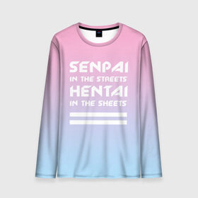 Мужской лонгслив 3D с принтом Senpai in the streets в городе Новоалтайск, 100% полиэстер | длинные рукава, круглый вырез горловины, полуприлегающий силуэт | ahegao | kawaii | lips | o face | senpai | аниме | ахегао | семпай | сенпай