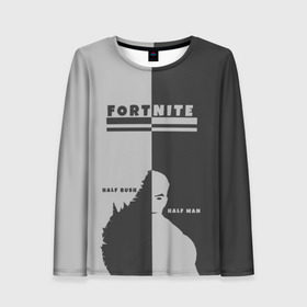 Женский лонгслив 3D с принтом Человек-Куст Fortnite в городе Новоалтайск, 100% полиэстер | длинные рукава, круглый вырез горловины, полуприлегающий силуэт | battle | bush | fortnite | half | man | ninja | royale | битва | кефир | королевская | куст | наполовину | нинздя | победа | форт | фортнайт | форточка | человек