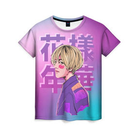 Женская футболка 3D с принтом Taehyung BTS в городе Новоалтайск, 100% полиэфир ( синтетическое хлопкоподобное полотно) | прямой крой, круглый вырез горловины, длина до линии бедер | bangtan | bangtan boys | bts | korea | kpop | rose | taehyung | v bts | бантаны | бтс | корея | кпоп | тэхён