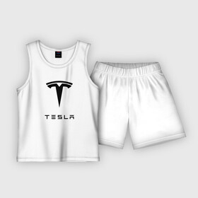 Детская пижама с шортами хлопок с принтом TESLA в городе Новоалтайск,  |  | Тематика изображения на принте: brand | car | elon mask | tesla | авто | бренд | илон | илон маск | маск | машина | тесла | электрокар