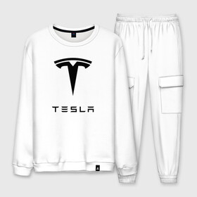 Мужской костюм хлопок с принтом TESLA в городе Новоалтайск, 100% хлопок | на свитшоте круглая горловина, мягкая резинка по низу. Брюки заужены к низу, на них два вида карманов: два “обычных” по бокам и два объемных, с клапанами, расположенные ниже линии бедра. Брюки с мягкой трикотажной резинкой на поясе и по низу штанин. В поясе для дополнительного комфорта — широкие завязки | brand | car | elon mask | tesla | авто | бренд | илон | илон маск | маск | машина | тесла | электрокар