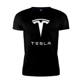 Мужская футболка премиум с принтом TESLA в городе Новоалтайск, 92% хлопок, 8% лайкра | приталенный силуэт, круглый вырез ворота, длина до линии бедра, короткий рукав | brand | car | elon mask | tesla | авто | бренд | илон | илон маск | маск | машина | тесла | электрокар