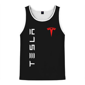 Мужская майка 3D с принтом TESLA в городе Новоалтайск, 100% полиэстер | круглая горловина, приталенный силуэт, длина до линии бедра. Пройма и горловина окантованы тонкой бейкой | Тематика изображения на принте: brand | car | elon mask | tesla | авто | бренд | илон | илон маск | маск | машина | тесла | электрокар