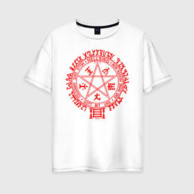 Женская футболка хлопок Oversize с принтом Alucard Pentagram в городе Новоалтайск, 100% хлопок | свободный крой, круглый ворот, спущенный рукав, длина до линии бедер
 | alucard | hellsing | pentagram | алукард | пентаграмма | хеллсинг