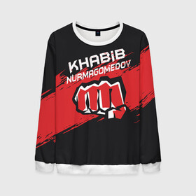Мужской свитшот 3D с принтом KHABIB NURMAGOMEDOV. в городе Новоалтайск, 100% полиэстер с мягким внутренним слоем | круглый вырез горловины, мягкая резинка на манжетах и поясе, свободная посадка по фигуре | Тематика изображения на принте: abstract | geometry | khabib | khabib nurmagomedov | mma | sport | texture | абстракция | вектор | геометрия | кулак | мма | смешанные боевые искусства | спорт | текстура | хабиб | хабиб нурмагомедов
