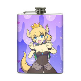 Фляга с принтом Bowsette в городе Новоалтайск, металлический корпус | емкость 0,22 л, размер 125 х 94 мм. Виниловая наклейка запечатывается полностью | Тематика изображения на принте: боузета | боузетта | марио