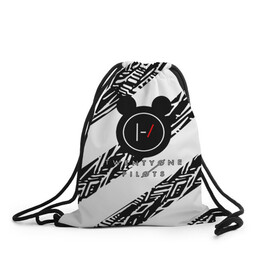 Рюкзак-мешок 3D с принтом Twenty one pilots в городе Новоалтайск, 100% полиэстер | плотность ткани — 200 г/м2, размер — 35 х 45 см; лямки — толстые шнурки, застежка на шнуровке, без карманов и подкладки | 21 pilots | josh dun | music | rock | twenty one pilots | tyler joseph | джош дан | музыка | рок | тайлер джозеф
