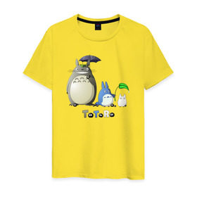 Мужская футболка хлопок с принтом Totoro в городе Новоалтайск, 100% хлопок | прямой крой, круглый вырез горловины, длина до линии бедер, слегка спущенное плечо. | Тематика изображения на принте: anime | totoro | анимэ | тоторо | черные чернушки