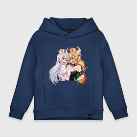 Детское худи Oversize хлопок с принтом Bowsette and Booette в городе Новоалтайск, френч-терри — 70% хлопок, 30% полиэстер. Мягкий теплый начес внутри —100% хлопок | боковые карманы, эластичные манжеты и нижняя кромка, капюшон на магнитной кнопке | booette | bowser | bowsette | bros | luigi | mario | nintendo | super | боузер | боузетта | купа | луиджи | марио | супер