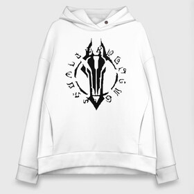 Женское худи Oversize хлопок с принтом Darksiders LOGO в городе Новоалтайск, френч-терри — 70% хлопок, 30% полиэстер. Мягкий теплый начес внутри —100% хлопок | боковые карманы, эластичные манжеты и нижняя кромка, капюшон на магнитной кнопке | playstation | логотип | эмблема. знак | ярость