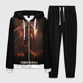 Мужской костюм 3D с принтом Dark Souls в городе Новоалтайск, 100% полиэстер | Манжеты и пояс оформлены тканевой резинкой, двухслойный капюшон со шнурком для регулировки, карманы спереди | Тематика изображения на принте: 3 | dark | darksouls | praise | soul | souls | the sun | дарк | души | мертвец | рыцарь | соул | соулс | тёмные