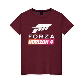 Женская футболка хлопок с принтом Forza Horizon 4 в городе Новоалтайск, 100% хлопок | прямой крой, круглый вырез горловины, длина до линии бедер, слегка спущенное плечо | auto | car | forza | game | horizon | mclaren | motorsport | race | авто | гонки | игра | машина