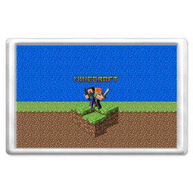 Магнит 45*70 с принтом MINECRAFT в городе Новоалтайск, Пластик | Размер: 78*52 мм; Размер печати: 70*45 | game | logo | minecraft | pattern | арт | игры | логотип | пиксели