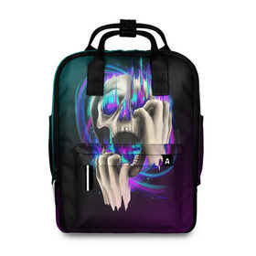 Женский рюкзак 3D с принтом Scream Skull в городе Новоалтайск, 100% полиэстер | лямки с регулируемой длиной, сверху ручки, чтобы рюкзак нести как сумку. Основное отделение закрывается на молнию, как и внешний карман. Внутри два дополнительных кармана, один из которых закрывается на молнию. По бокам два дополнительных кармашка, куда поместится маленькая бутылочка
 | bone | bones | chain | chains | dark | grey | horror | scary | scream | skull | skulls | teeth | tooth | жуть | зуб | зубы | кости | кость | крик | серый | страшно | хоррор | цепи | цепочка | цепь | череп | черепа