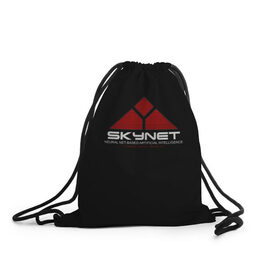 Рюкзак-мешок 3D с принтом SKYNET в городе Новоалтайск, 100% полиэстер | плотность ткани — 200 г/м2, размер — 35 х 45 см; лямки — толстые шнурки, застежка на шнуровке, без карманов и подкладки | ai | terminator | арни | арнольд шварценеггер | ии | искусственный интеллект | киборг | культовое кино | скайнет | терминатор | шварц