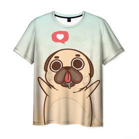 Мужская футболка 3D с принтом Puglie Pug Like в городе Новоалтайск, 100% полиэфир | прямой крой, круглый вырез горловины, длина до линии бедер | Тематика изображения на принте: anime | dog | аниме | лайк | мопс | мопсик