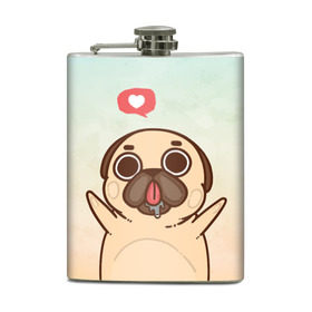 Фляга с принтом Puglie Pug Like в городе Новоалтайск, металлический корпус | емкость 0,22 л, размер 125 х 94 мм. Виниловая наклейка запечатывается полностью | Тематика изображения на принте: anime | dog | аниме | лайк | мопс | мопсик