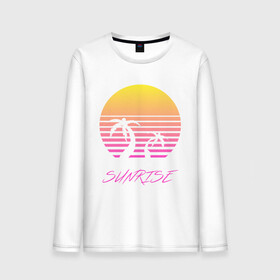 Мужской лонгслив хлопок с принтом Retro sunrise в городе Новоалтайск, 100% хлопок |  | retro | sunrise | пальмы | розовый | солнце