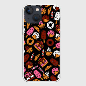 Чехол для iPhone 13 mini с принтом Вкусняшки в городе Новоалтайск,  |  | Тематика изображения на принте: еда | кекс | клубника | конфеты | кулинария | леденец | мороженое | пекарь | печеньки | пирожное | повар | пончик | сладости | эскимо