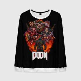 Мужской свитшот 3D с принтом DooM в городе Новоалтайск, 100% полиэстер с мягким внутренним слоем | круглый вырез горловины, мягкая резинка на манжетах и поясе, свободная посадка по фигуре | doom | doom 3 | doom slayer | doomguy | hell walker | unchained predator | ад | боец | демоны | дум | космос | марс | мясо | палач рока | пехотинец | солдат рока