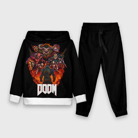 Детский костюм 3D (с толстовкой) с принтом DooM в городе Новоалтайск,  |  | doom | doom 3 | doom slayer | doomguy | hell walker | unchained predator | ад | боец | демоны | дум | космос | марс | мясо | палач рока | пехотинец | солдат рока