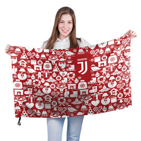 Флаг 3D с принтом Juventus Новогодний в городе Новоалтайск, 100% полиэстер | плотность ткани — 95 г/м2, размер — 67 х 109 см. Принт наносится с одной стороны | club | football | juventus | белый | италия | клуб | форма | черный | ювентус