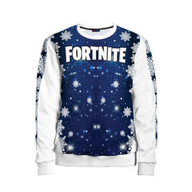 Детский свитшот 3D с принтом Fortnite Новогодний в городе Новоалтайск, 100% полиэстер | свободная посадка, прямой крой, мягкая тканевая резинка на рукавах и понизу свитшота | 
