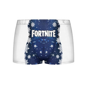 Мужские трусы 3D с принтом Fortnite Новогодний в городе Новоалтайск, 50% хлопок, 50% полиэстер | классическая посадка, на поясе мягкая тканевая резинка | 