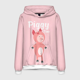 Мужская толстовка 3D с принтом Piggy Time в городе Новоалтайск, 100% полиэстер | двухслойный капюшон со шнурком для регулировки, мягкие манжеты на рукавах и по низу толстовки, спереди карман-кенгуру с мягким внутренним слоем. | Тематика изображения на принте: 2019 | merry christmas | new year | год свиньи | зима | новый год | поросенок | праздник | рождество | свинка | свинья