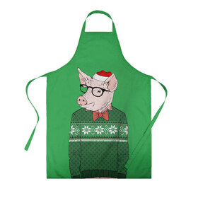 Фартук 3D с принтом New Year Hipster Pig в городе Новоалтайск, 100% полиэстер | общий размер — 65 х 85 см, ширина нагрудника — 26 см, горловина — 53 см, длина завязок — 54 см, общий обхват в поясе — 173 см. Принт на завязках и на горловине наносится с двух сторон, на основной части фартука — только с внешней стороны | Тематика изображения на принте: 2019 | merry christmas | new year | год свиньи | зима | новый год | поросенок | праздник | рождество | свинка | свинья