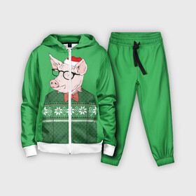 Детский костюм 3D с принтом New Year Hipster Pig в городе Новоалтайск,  |  | 2019 | merry christmas | new year | год свиньи | зима | новый год | поросенок | праздник | рождество | свинка | свинья