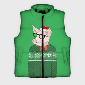 Мужской жилет утепленный 3D с принтом New Year Hipster Pig в городе Новоалтайск,  |  | 2019 | merry christmas | new year | год свиньи | зима | новый год | поросенок | праздник | рождество | свинка | свинья