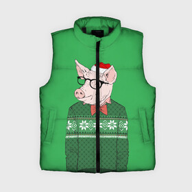 Женский жилет утепленный 3D с принтом New Year Hipster Pig в городе Новоалтайск,  |  | 2019 | merry christmas | new year | год свиньи | зима | новый год | поросенок | праздник | рождество | свинка | свинья
