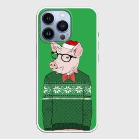 Чехол для iPhone 13 Pro с принтом New Year Hipster Pig в городе Новоалтайск,  |  | 2019 | merry christmas | new year | год свиньи | зима | новый год | поросенок | праздник | рождество | свинка | свинья