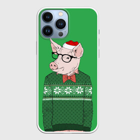 Чехол для iPhone 13 Pro Max с принтом New Year Hipster Pig в городе Новоалтайск,  |  | 2019 | merry christmas | new year | год свиньи | зима | новый год | поросенок | праздник | рождество | свинка | свинья