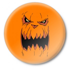 Значок с принтом Halloween в городе Новоалтайск,  металл | круглая форма, металлическая застежка в виде булавки | halloween | orange | pumpkin | scary | оранжевая | страшная | тыква | ужас | хэллоуин