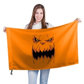Флаг 3D с принтом Halloween в городе Новоалтайск, 100% полиэстер | плотность ткани — 95 г/м2, размер — 67 х 109 см. Принт наносится с одной стороны | halloween | orange | pumpkin | scary | оранжевая | страшная | тыква | ужас | хэллоуин